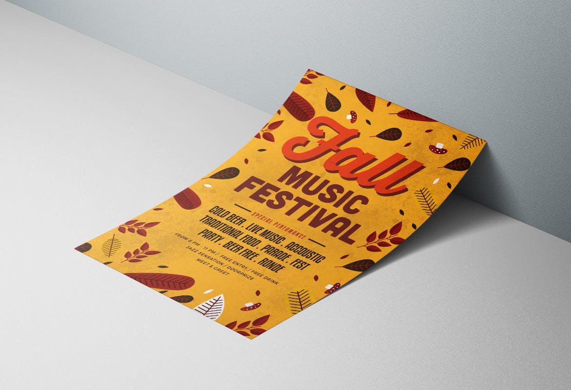 秋季主题音乐盛会海报传单设计PSD模板 Fall Music Flyer插图(3)