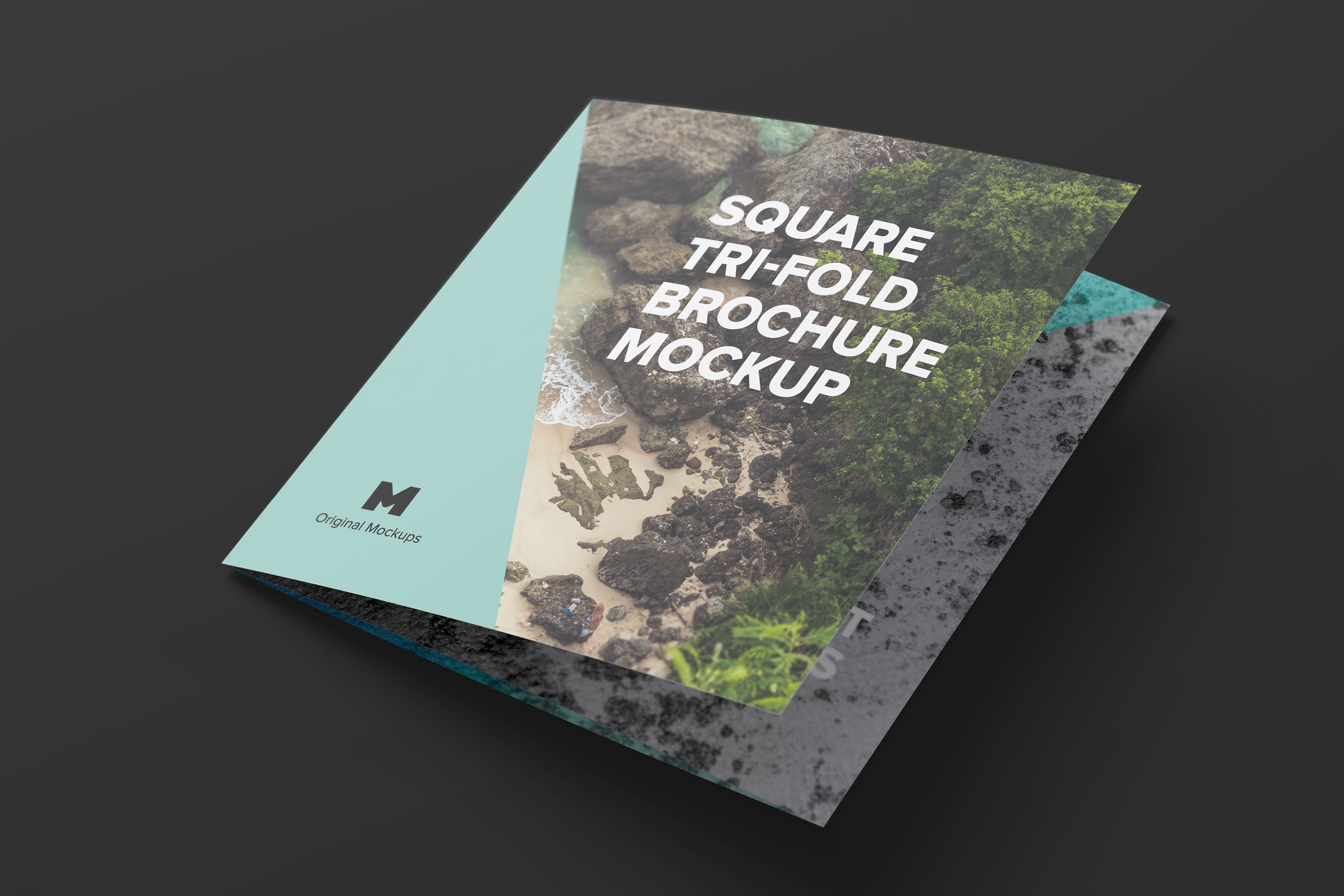 方形三折企业宣传册传单设计效果图样机01 Square Tri-Fold Brochure Mockup 01插图(2)