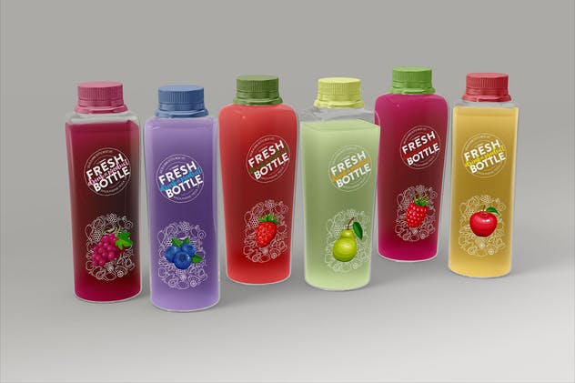 果汁瓶包装外观设计样机模板 Juice Bottle Set Packaging MockUp插图7