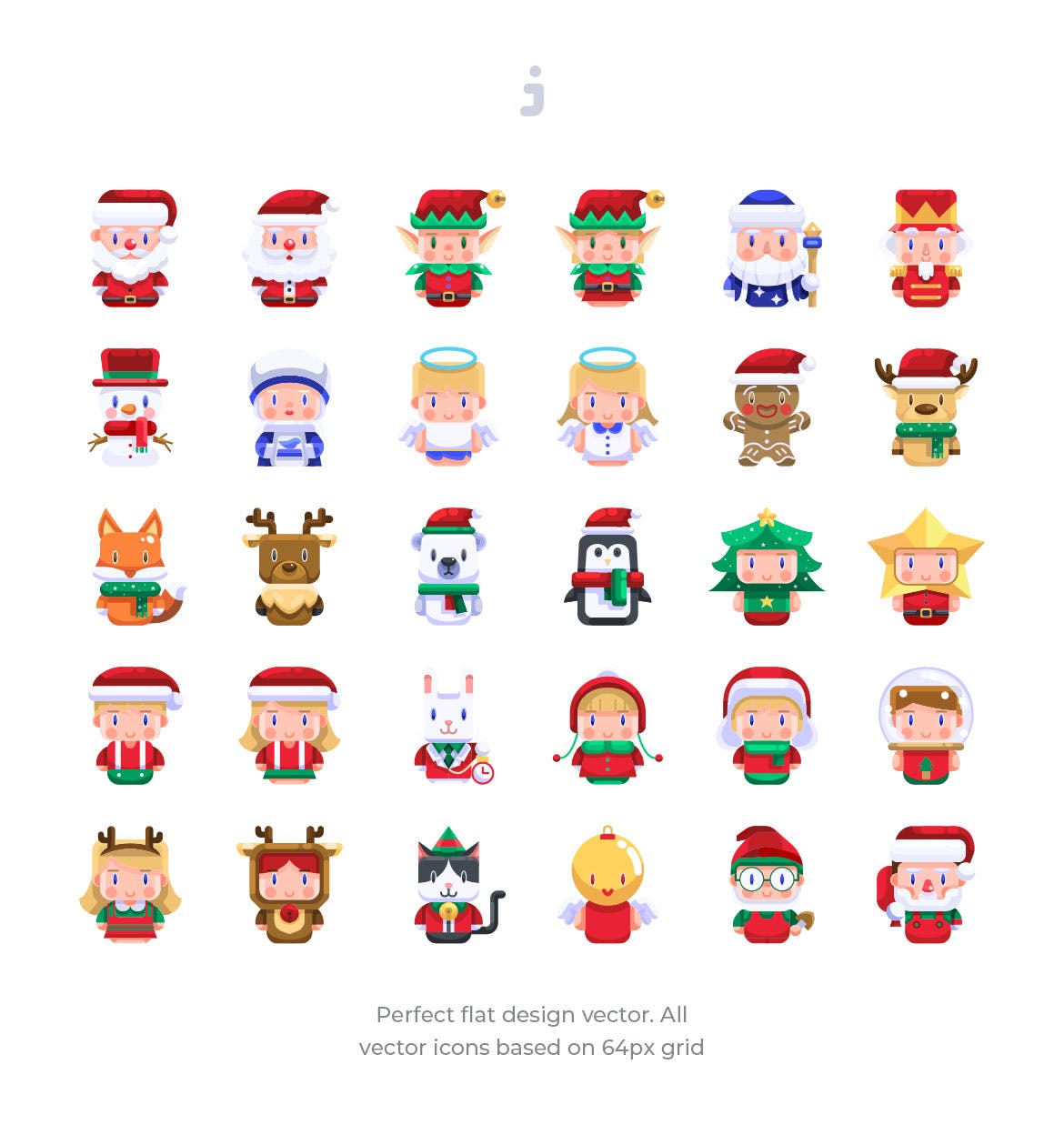 30枚扁平设计风格圣诞主题人物头像图标 30 Christmas Avatar Icons- Flat插图(1)