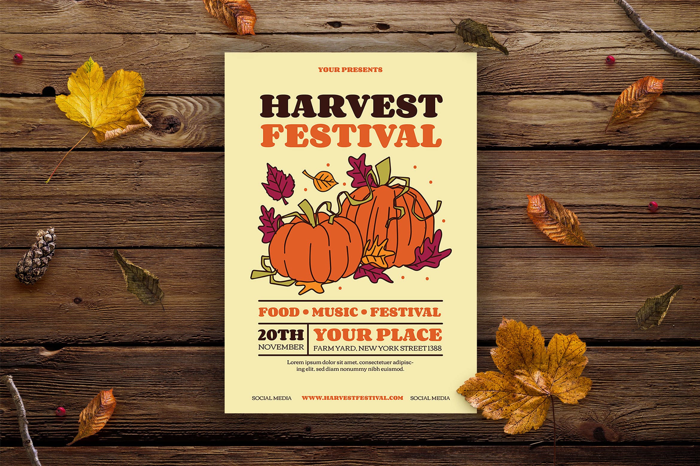 丰收节庆祝活动海报设计模板 Harvest Festival插图