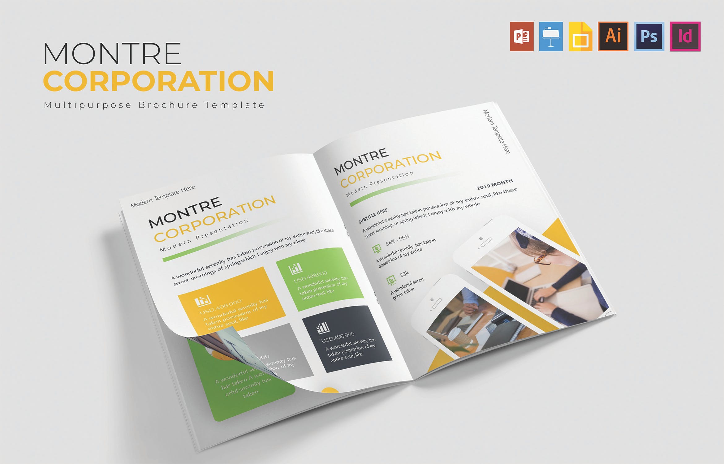 公司业务介绍宣传画册设计模板 Montre Corporation | Borchure  Template插图3