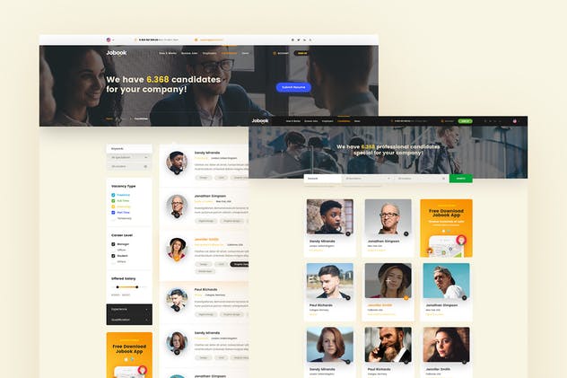 创意招聘网站设计PSD模板 Jobook – A Unique Job Board Website PSD Template插图(7)