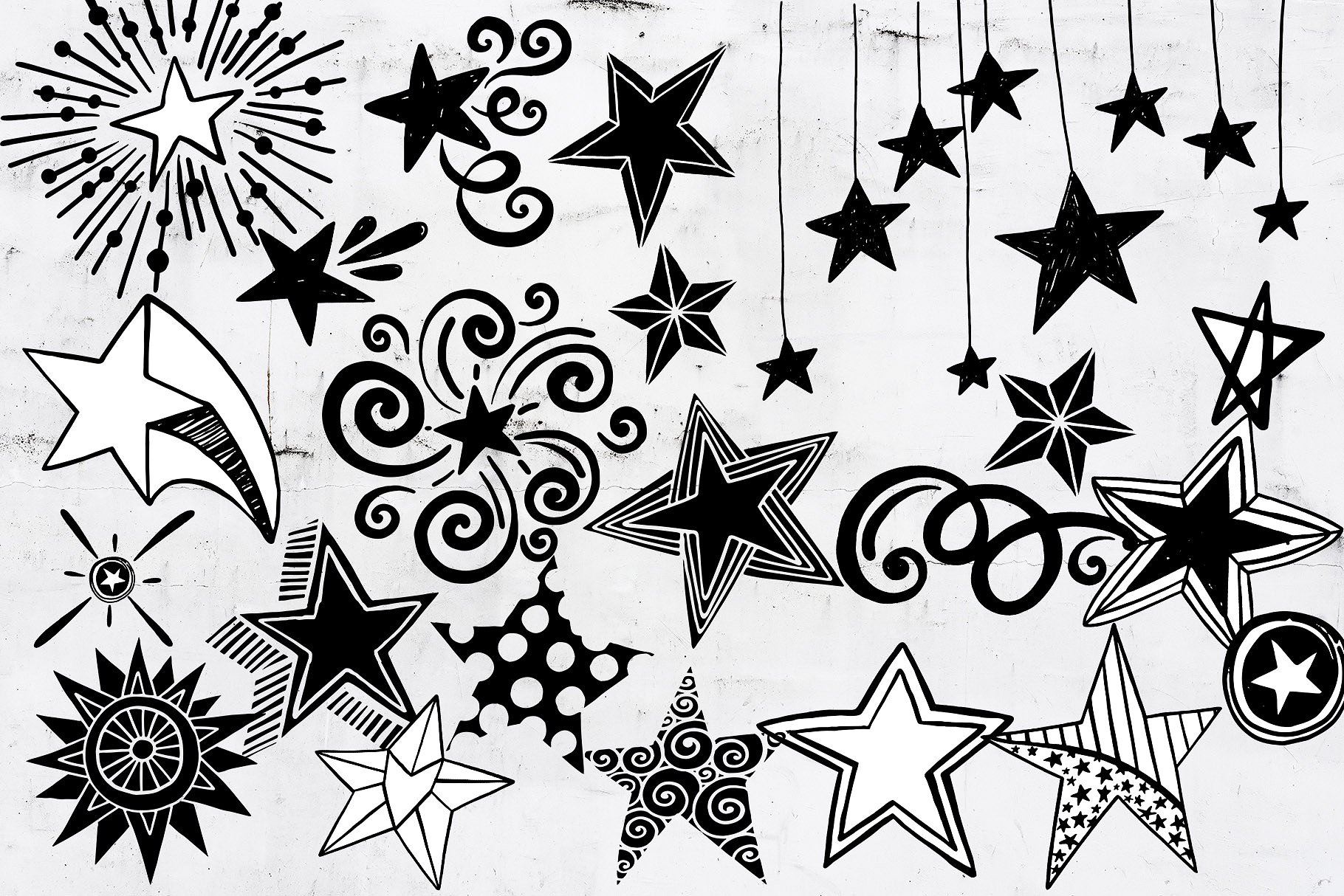 星星涂鸦图案剪贴画 Star PNG Vector, Star Doodle ClipArt插图(2)