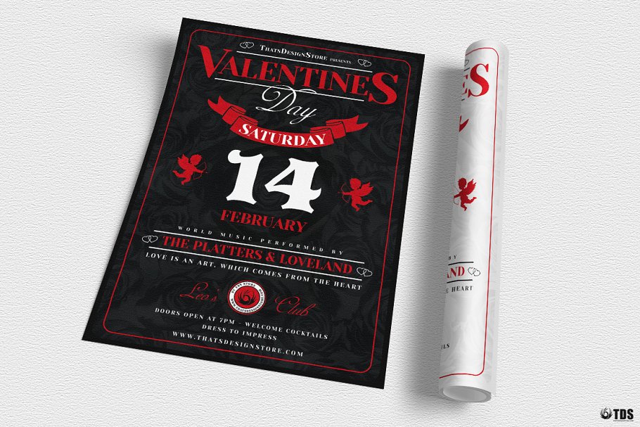 浪漫情人节传单PSD模板v12 Valentines Day Flyer PSD V12插图(2)