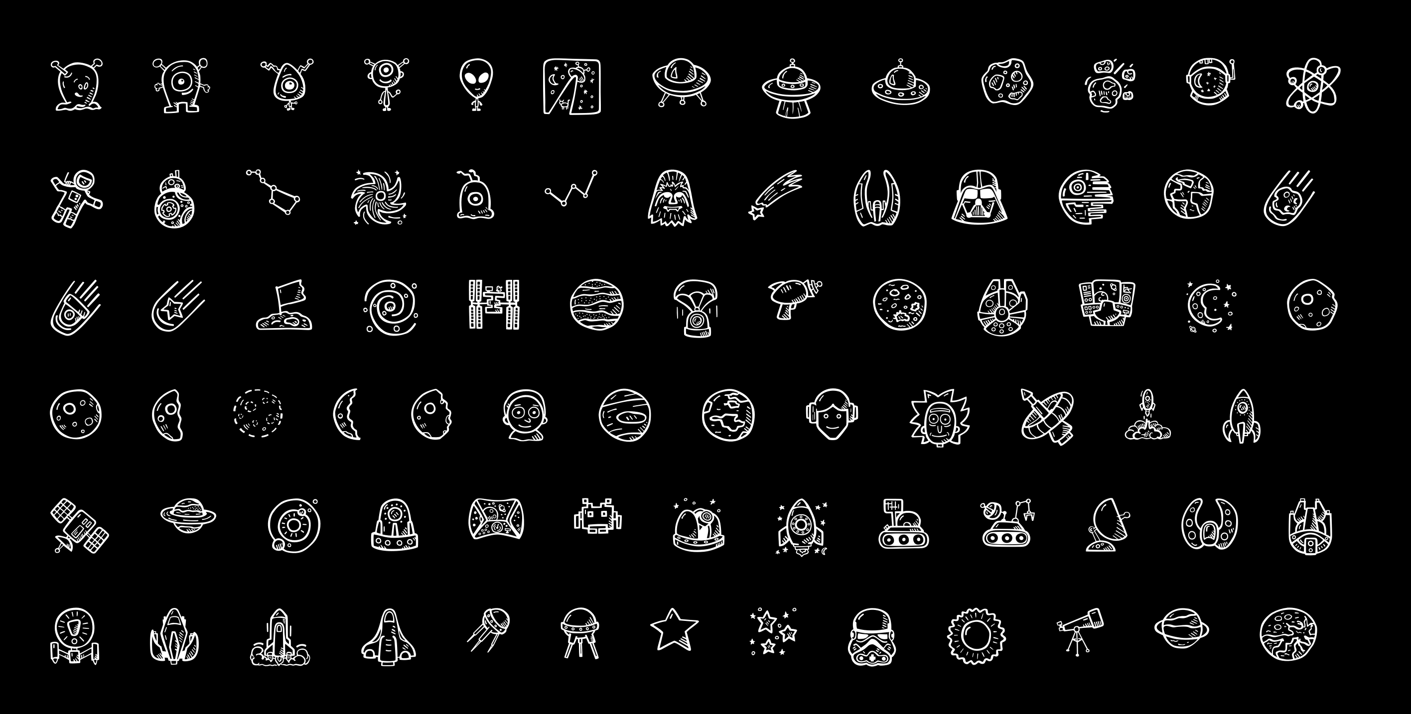 星际主题Sketch图标集 Space Icons Sketch Freebie插图(1)