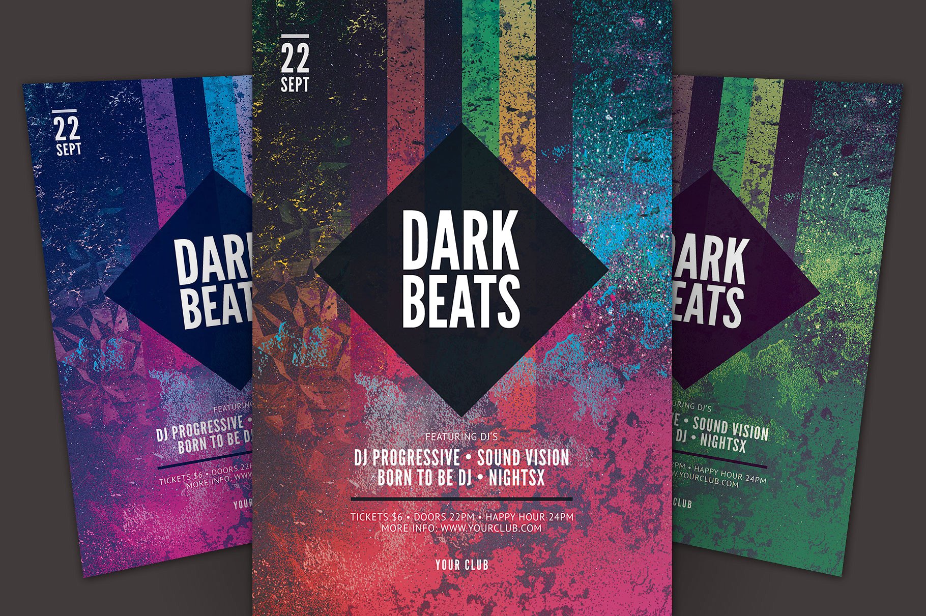 暗黑音乐主题传单模板 Dark Beats Flyer Template插图