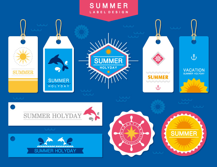 夏季假日主题标签Logo设计素材插图