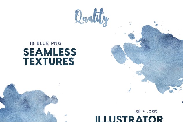 蓝色水彩无缝纹理套装 Watercolor Seamless Textures – Blue Pack插图3