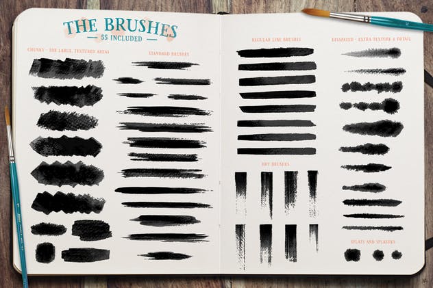 55个逼真水彩绘画AI笔刷 Watercolor Brushes插图(5)