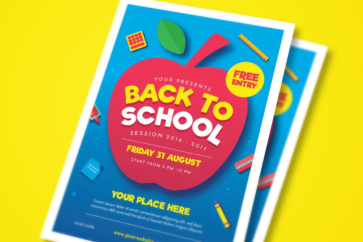 开学季活动海报设计模板 Back to School Event Flyer插图2
