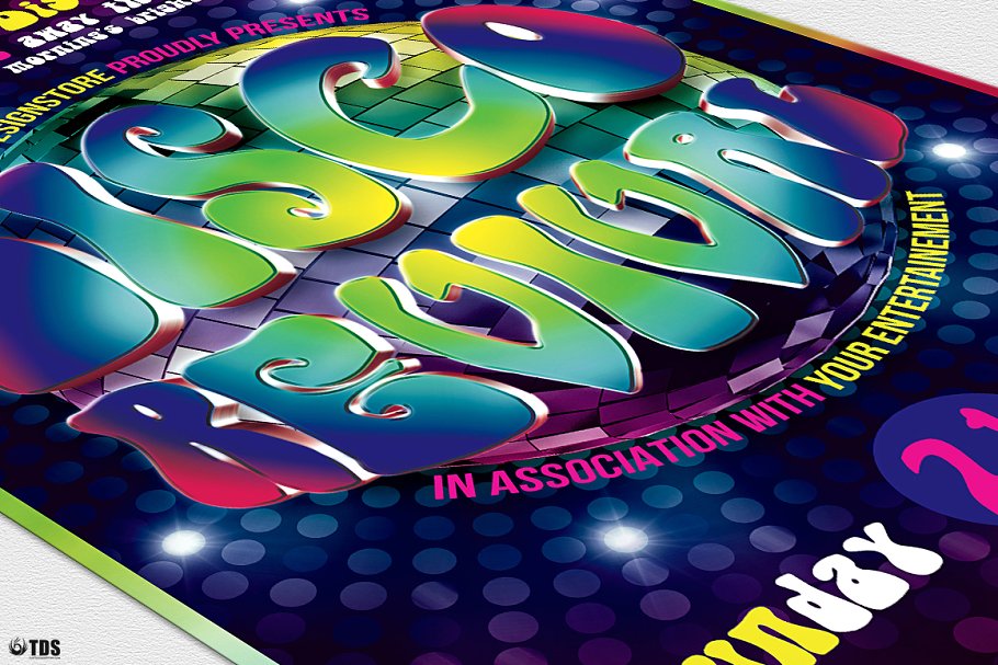 迪斯科音乐舞会活动宣传单PSD模板V3 Disco Revival Flyer PSD V3插图(5)