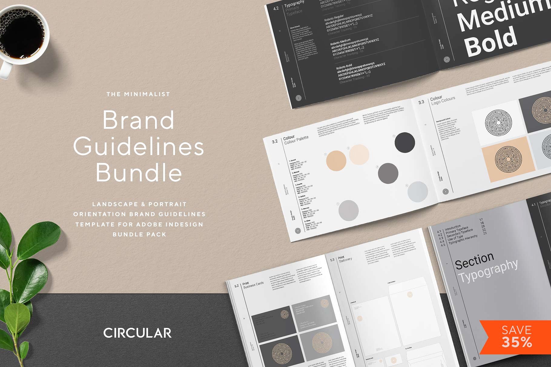 极简主义的品牌规范指南杂志InDesign模板下载 THE MINIMALIST / Bundle Pack [indd]插图