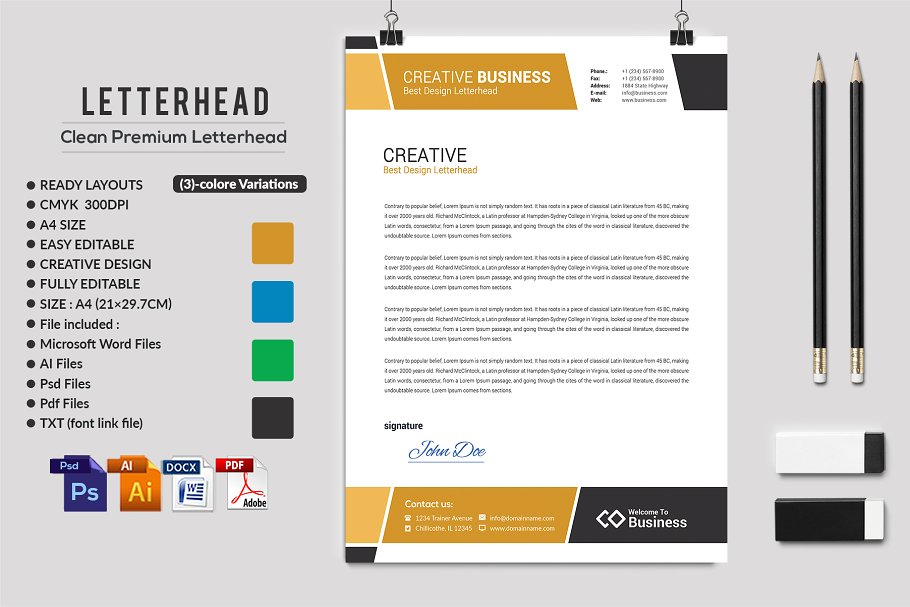 10款企业品牌信笺模板 Letterhead Bundle插图