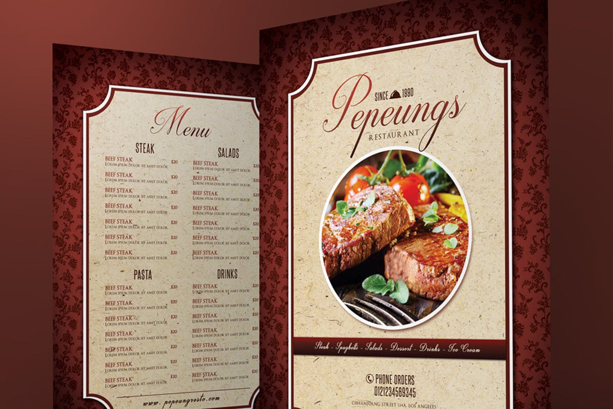 优雅的高级西餐厅菜单设计PSD模板 Elegant Restaurant Menu插图