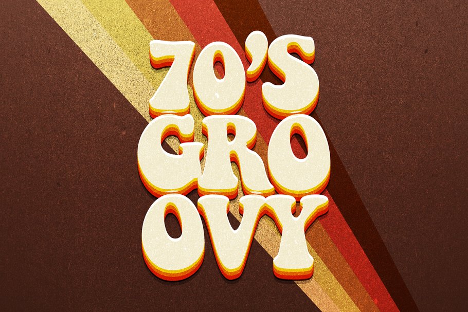 70s年度复古风格文本样式图层 70s Text Effects for Photoshop插图1
