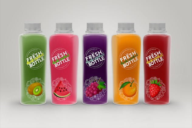 果汁瓶包装外观设计样机模板 Juice Bottle Set Packaging MockUp插图3