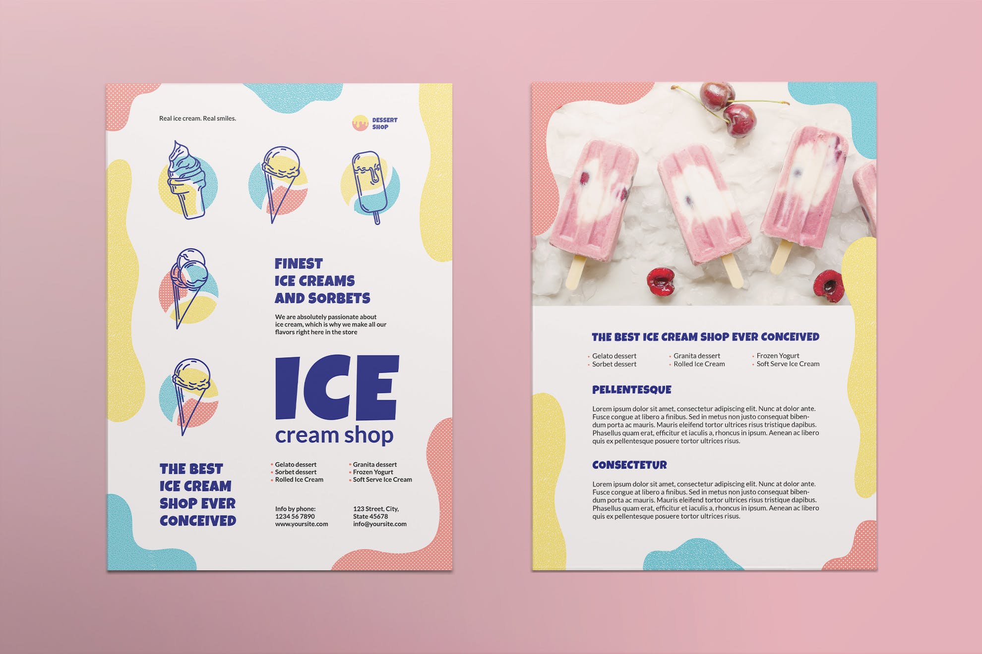 雪糕店活动/品牌宣传pop海报设计模板 Ice Cream Shop Flyer插图(1)