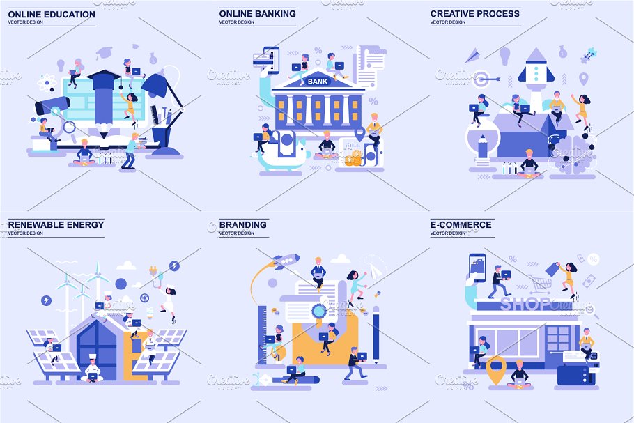 商务金融主题扁平设计矢量概念图模板 Flat Design Business Concepts插图(1)