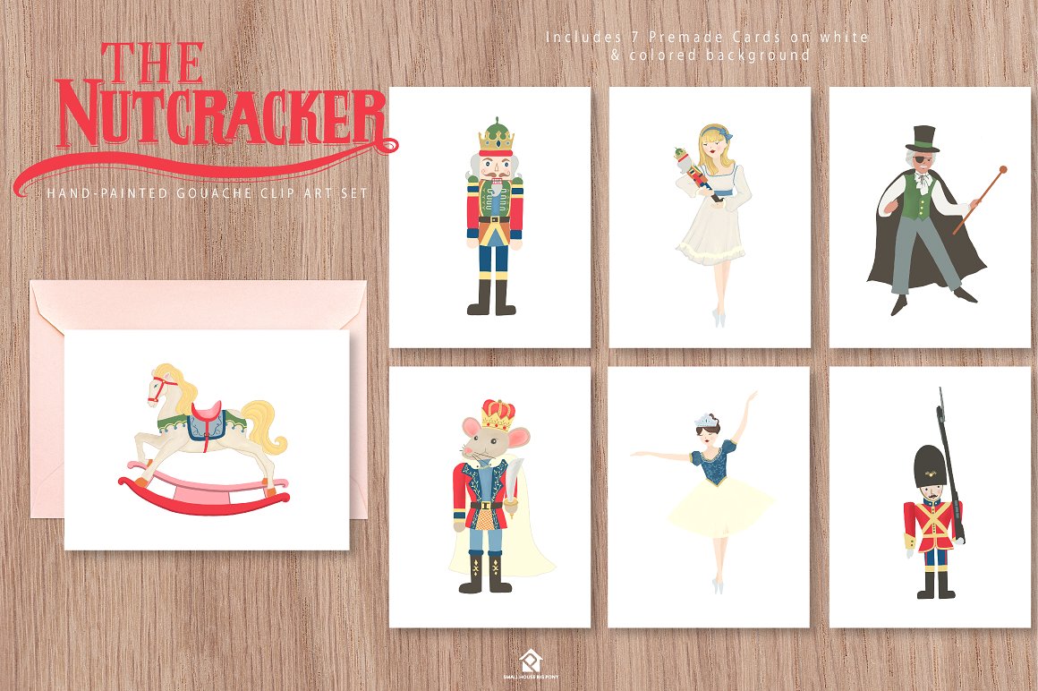手绘胡桃夹子芭蕾舞童话水粉插画 The Nutcracker Ballet Clip Art Set插图(4)