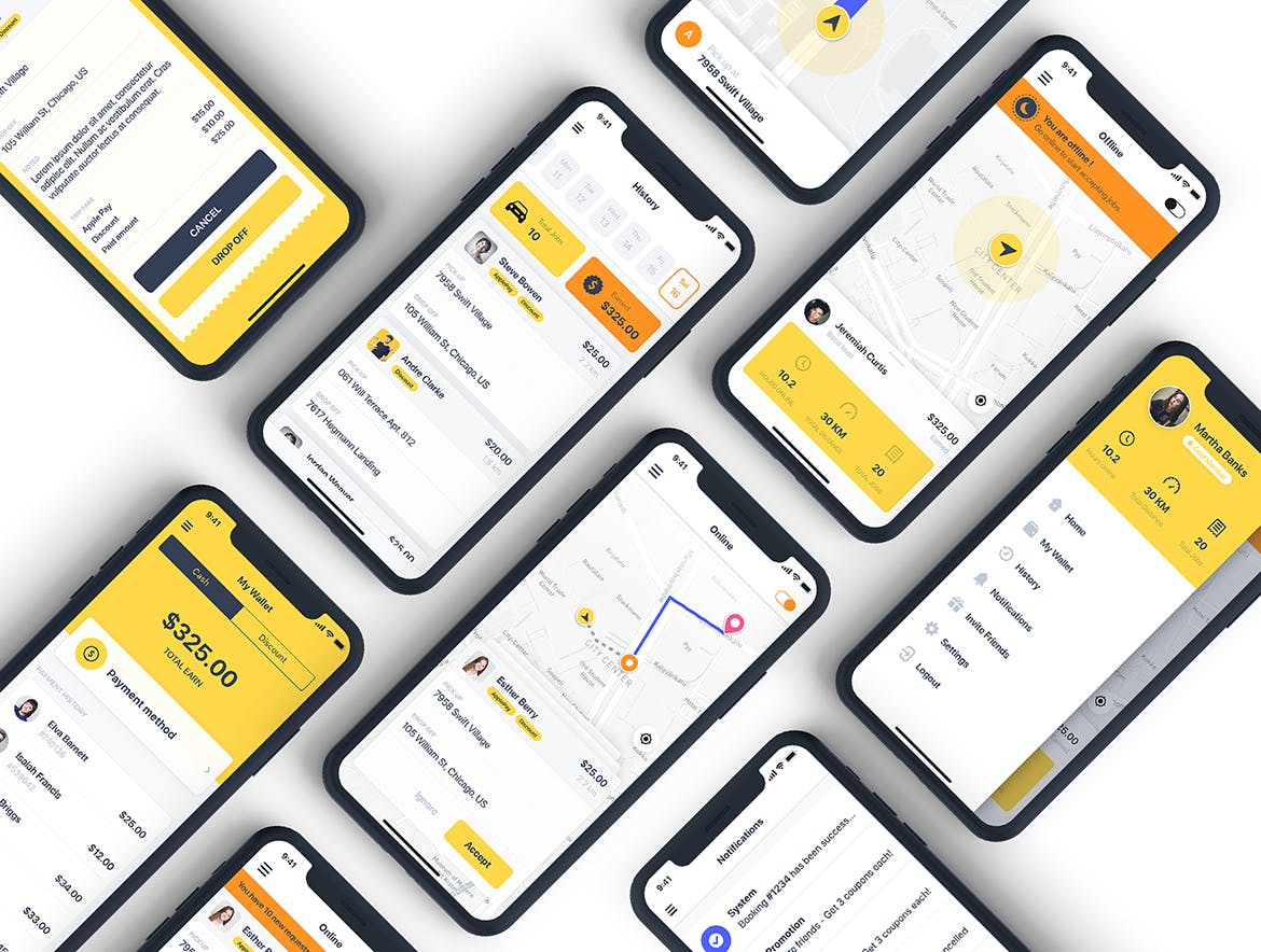 类Uber打车软件网约车APP应用UI设计套件SKETCH模板 Taxi Driver Booking UI Kit for SKETCH插图(6)