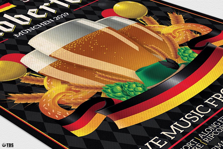 德国慕尼黑啤酒节宣传传单PSD模板V12 Oktoberfest Flyer PSD V12插图5