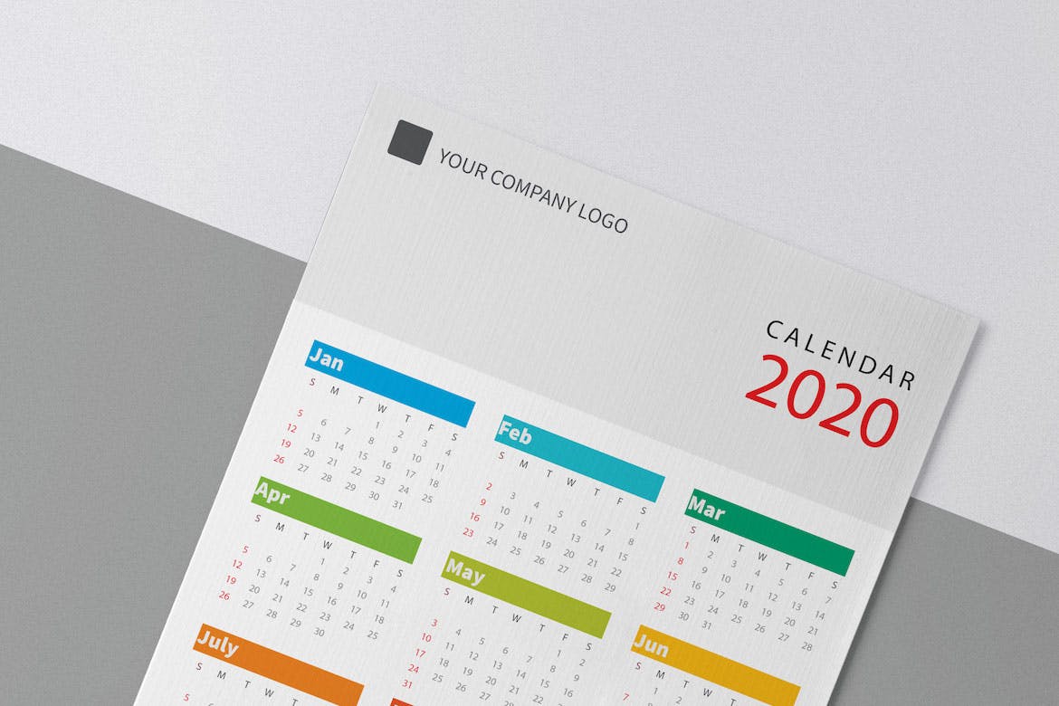 极简主义风格2020年历日历设计模板 Creative Calendar Pro 2020插图1