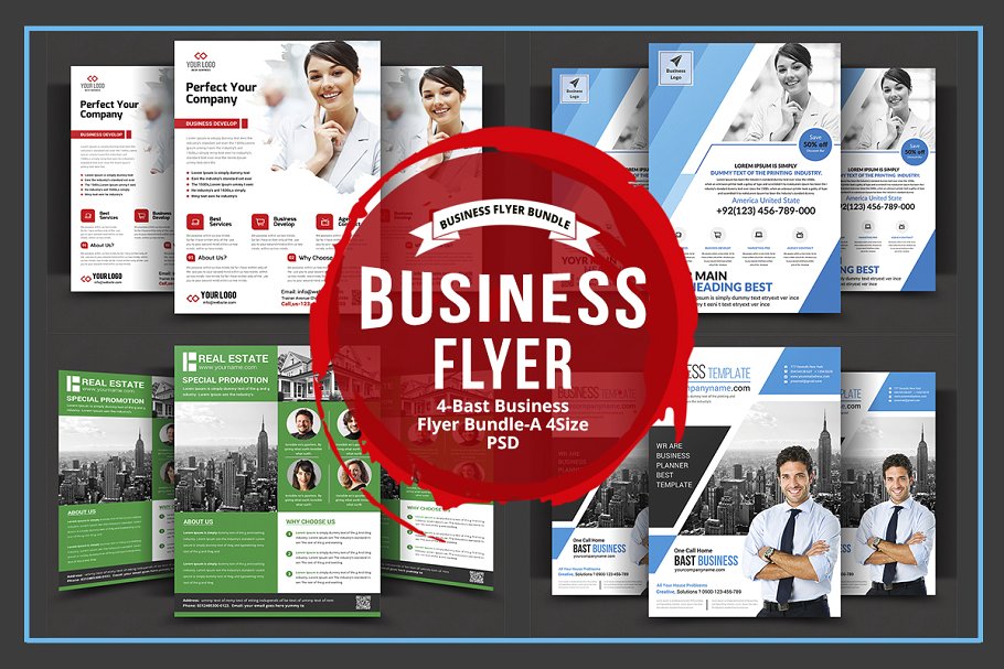 企业商务项目介绍宣传单设计模板 Flyer Design Bundle插图