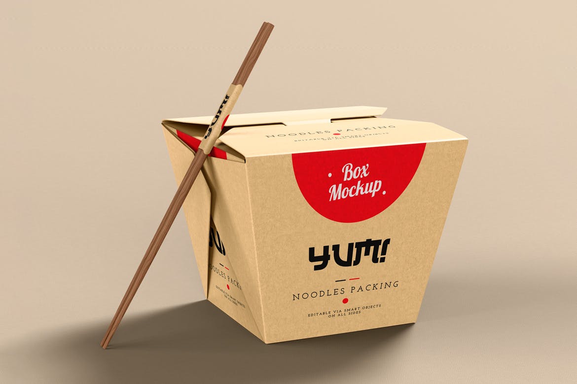 即食面条包装盒设计效果图样机模板 Noodles Pack Box Mock-Up插图(1)