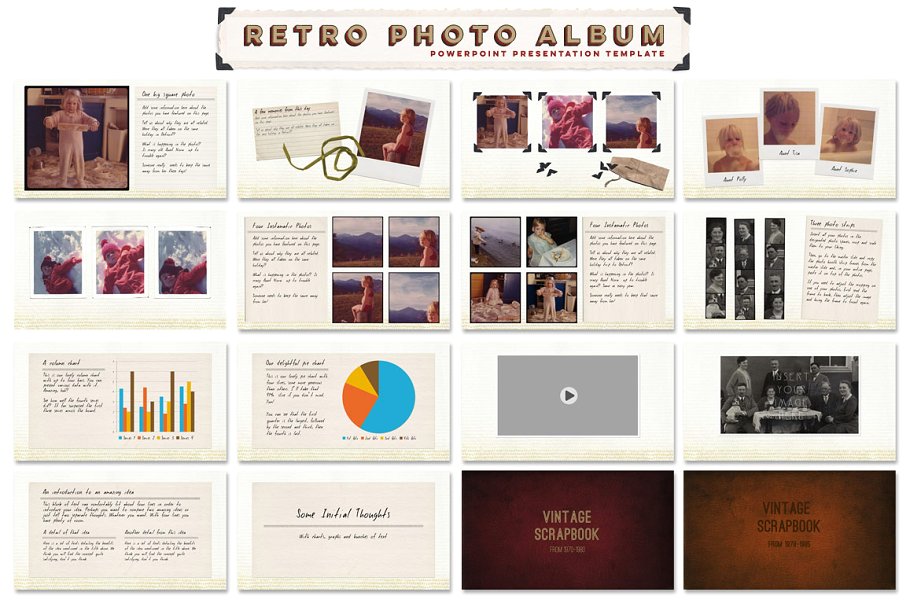 复古相册PPT模板 Retro Photo Album PPT Template插图(3)