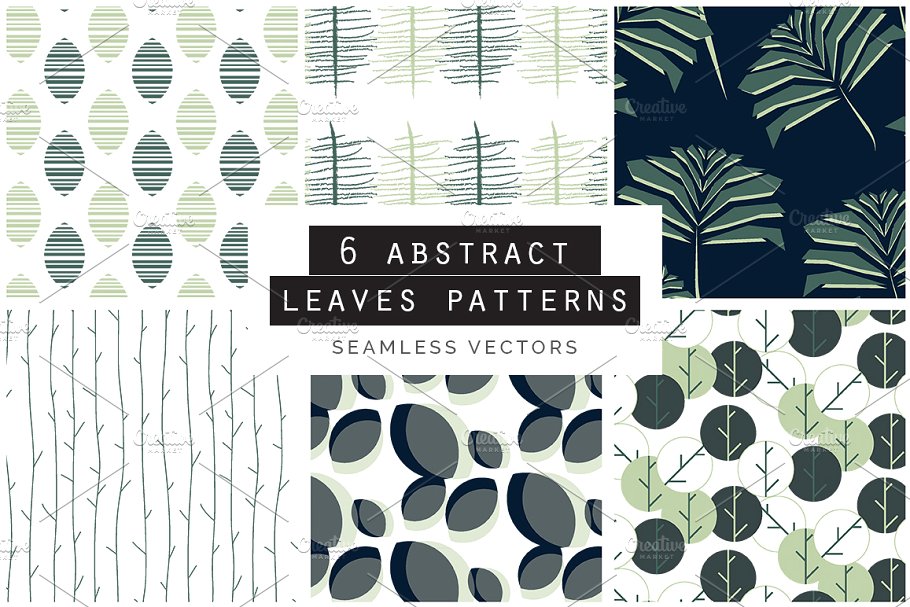 各种不同类型树叶无缝图案纹理 Leaves Seamless Patterns Collection插图4