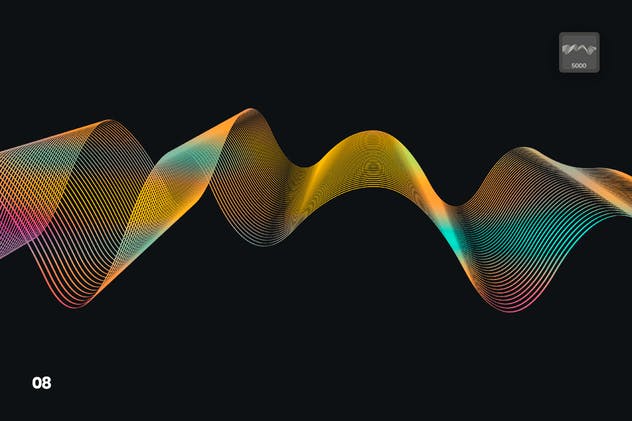 数字线性波浪线条图案PS笔刷 Digital Linear Waves Photoshop Brushes插图(8)