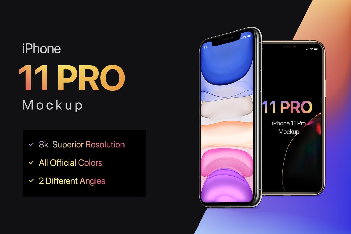 8K超高清分辨率iPhone 11 Pro手机样机模板 iPhone 11 Pro Mockup插图