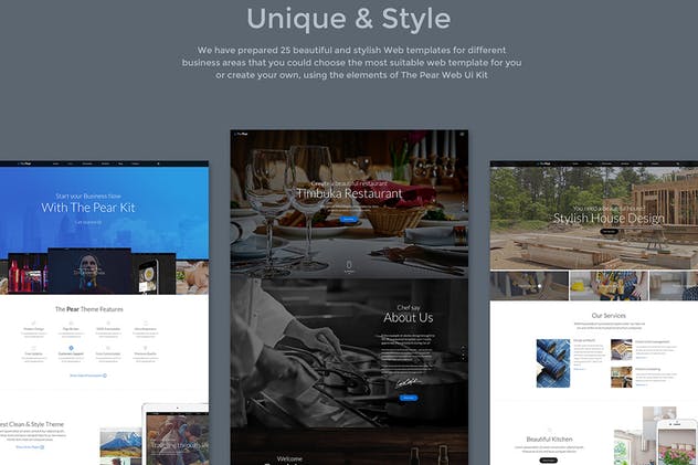 25套创意网站设计UI模板 The Pear Starter Web UI Kit插图(4)
