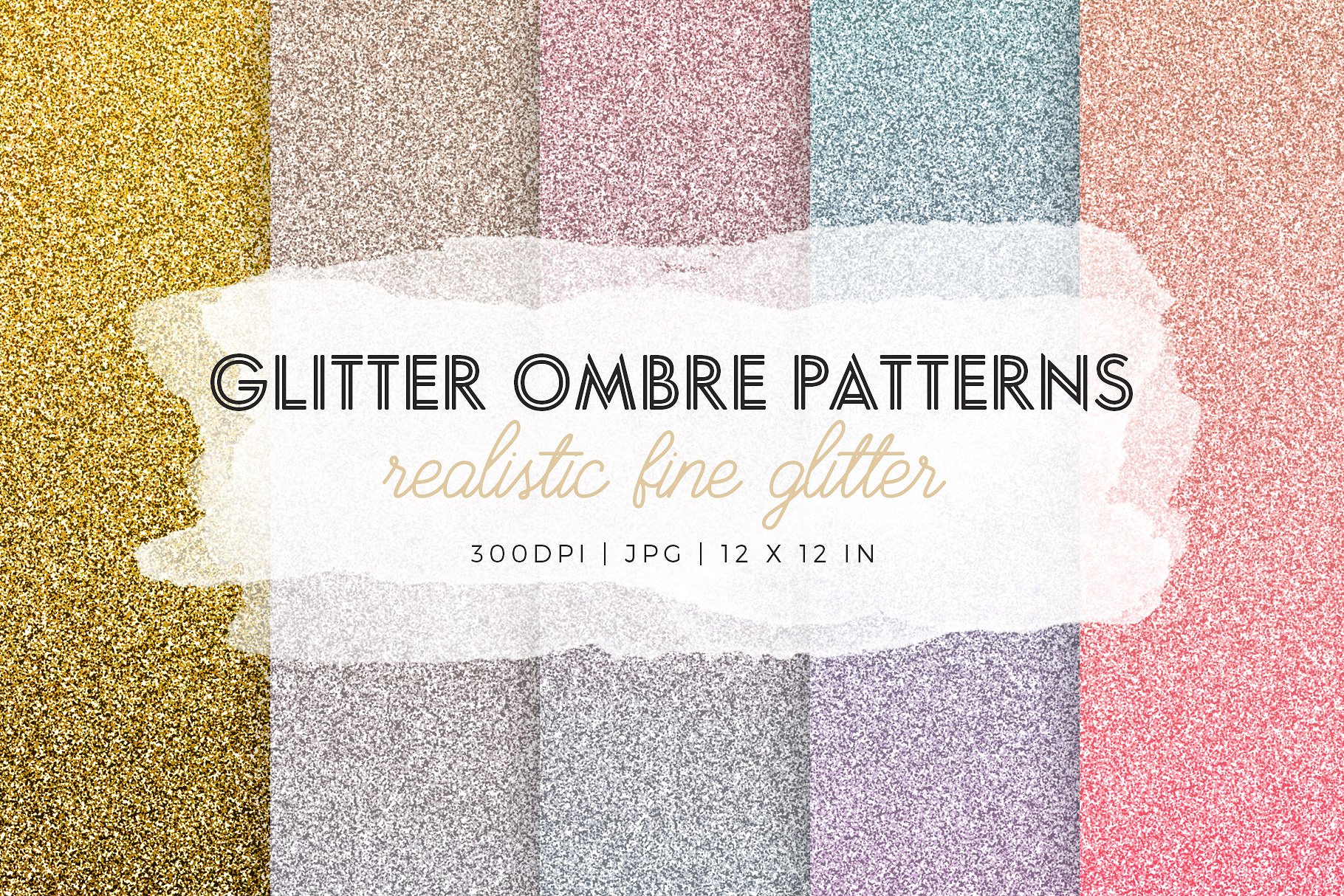 五颜六色浑浊图案纹理 Colorful Glitter Ombre Patterns插图