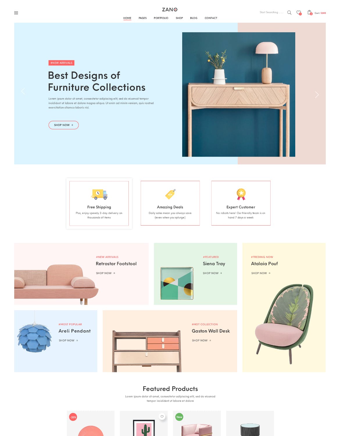 家具电子商务网上商城设计PSD模板 Zano | Furniture eCommerce PSD Template插图1