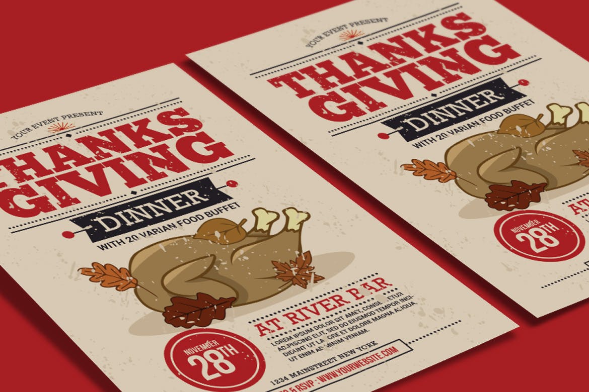 感恩节餐厅晚宴预约活动海报传单设计模板 Thanksgiving Dinner Flyer插图(3)