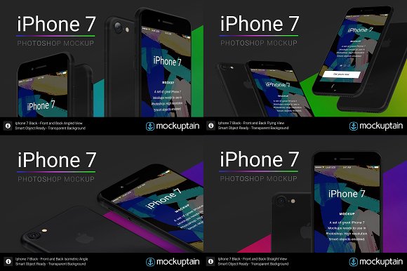 iPhone7 酷黑全包装产品模型 Mockup下载[PSD]插图(1)