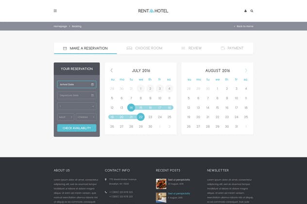 酒店在线预订系统网站PSD模板 Rent a Hotel – Booking Website PSD Template插图(3)