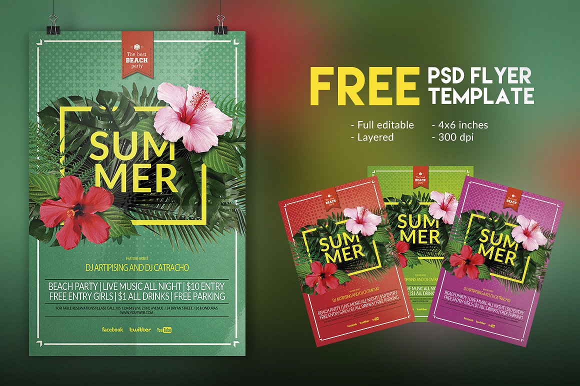第一素材下午茶：夏季鲜花主题的PPT&海报模版套装下载[PPTX,PSD]插图(1)