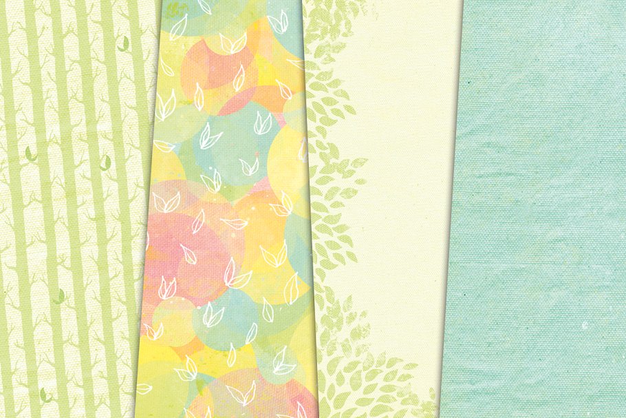 亚麻质地花卉纸张纹理 Floral Paper, linen texture插图(1)