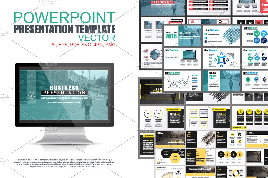 数据演示信息图表类型幻灯片模板 Powerpoint Slide Templates插图