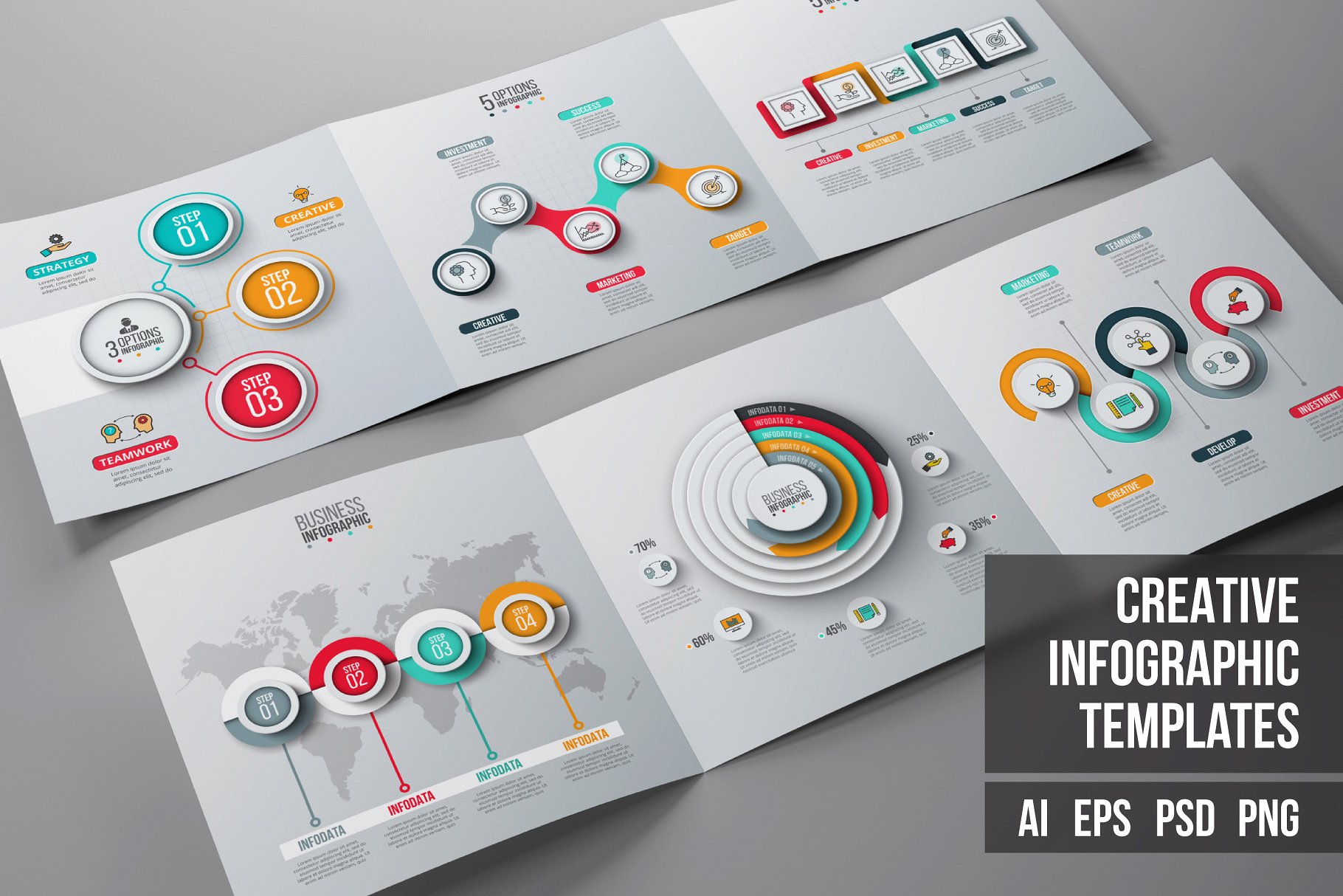 商业主题信息图表演示文稿设计元素v.12 Business infographic diagrams v.12插图