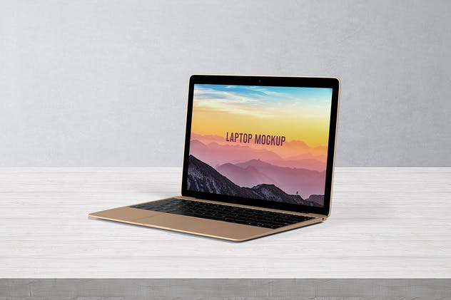 笔记本电脑屏幕演示样机模板 14×9 Laptop Screen Mock-Up – Gold插图(3)