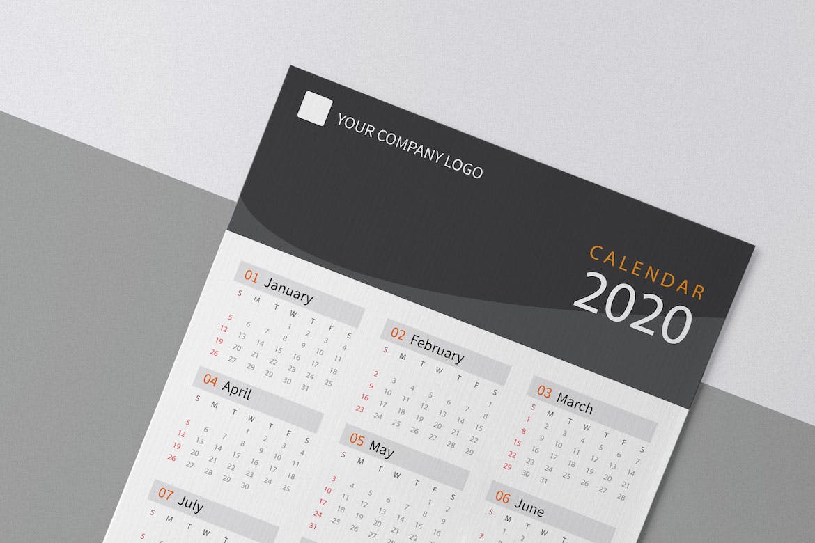 素色设计风格2020日历年历设计模板精选 creative calendar pro 2020