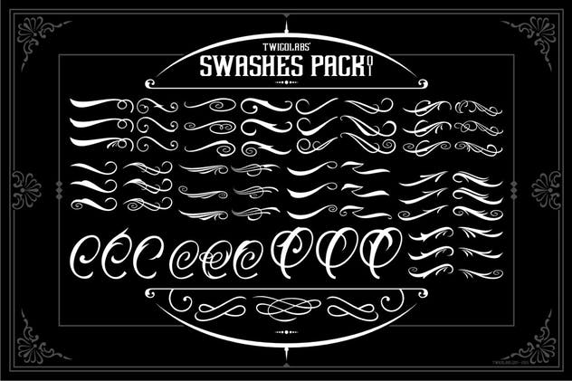 花饰/装饰符号矢量设计素材包 Twicolabs Swashes Pack插图1
