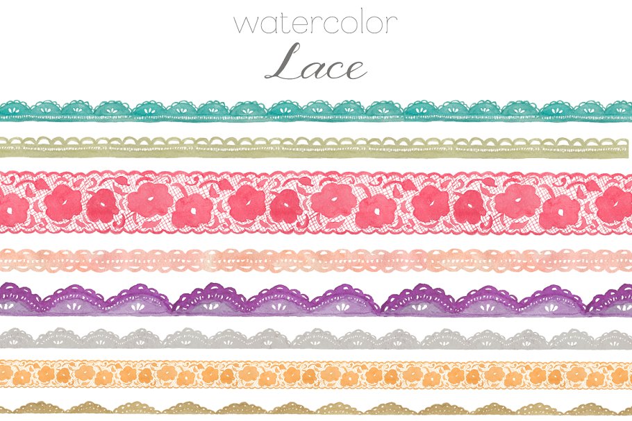 手绘水彩蕾丝艺术图像 Watercolor Lace Clip Art插图