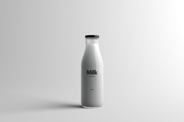 玻璃牛奶瓶牛奶品牌Logo设计展示样机模板 Milk Bottle Packaging Mock-Up插图(4)