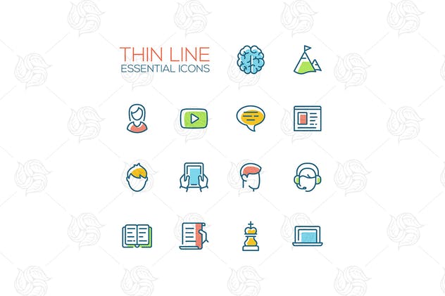 商业金融服务矢量细线图标合集 Business, Finance Symbols – thin line icons插图1