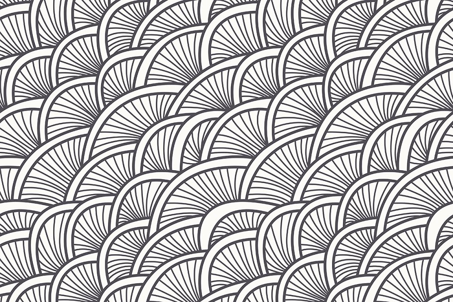 创意手绘鱼鳞线条底纹 Handmade Seamless Patterns插图(5)